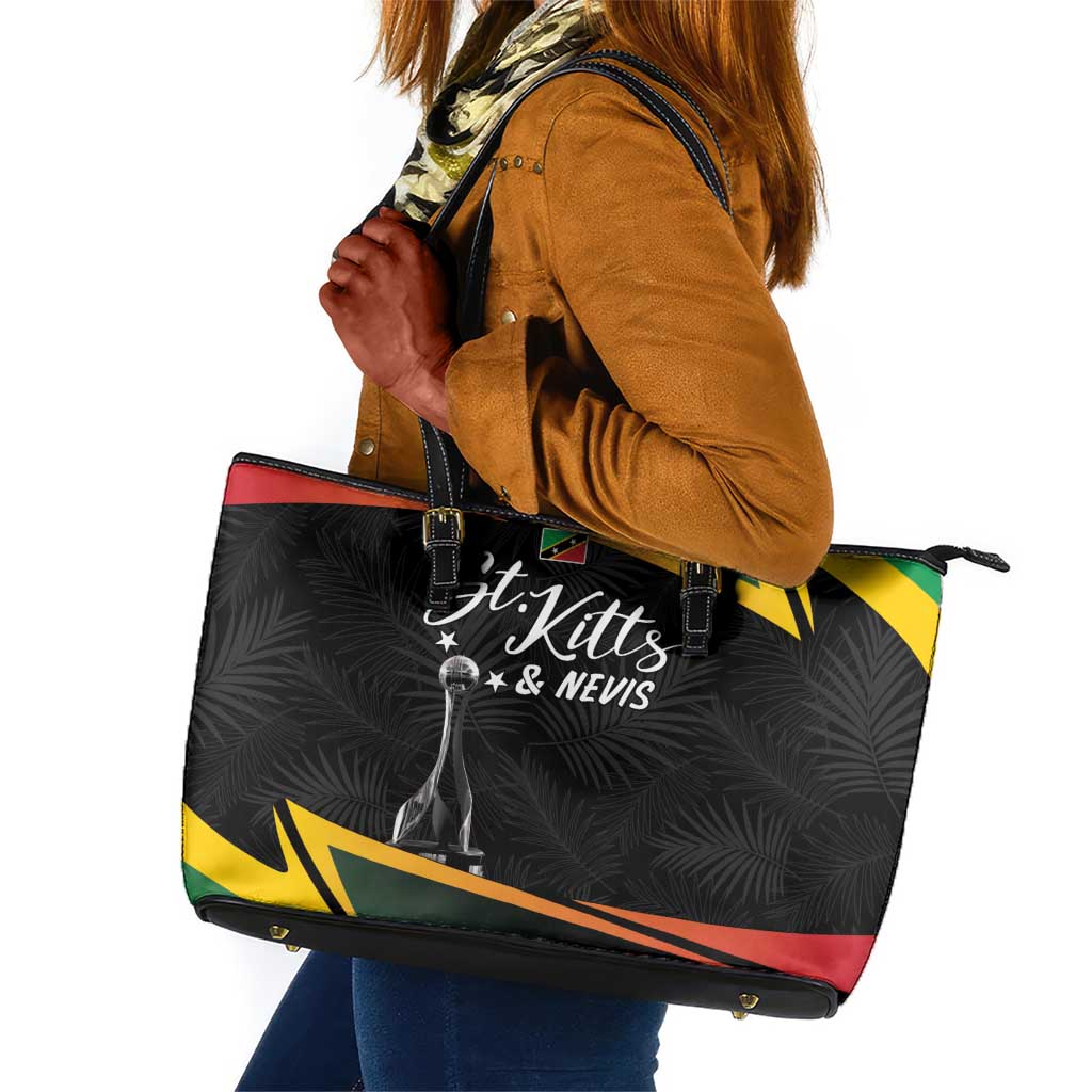 St Kitts and Nevis Cricket Afro Leather Tote Bag Go Patriots Go Champions - African Pride