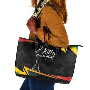 St Kitts and Nevis Cricket Afro Leather Tote Bag Go Patriots Go Champions - African Pride