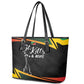 St Kitts and Nevis Cricket Afro Leather Tote Bag Go Patriots Go Champions - African Pride