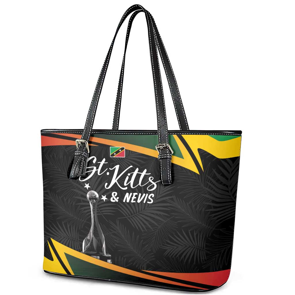 St Kitts and Nevis Cricket Afro Leather Tote Bag Go Patriots Go Champions - African Pride