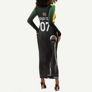 St Kitts and Nevis Cricket Custom Afro Long Sleeve Bodycon Dress Go Patriots Go Champions - African Pride