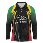 St Kitts and Nevis Cricket Custom Afro Long Sleeve Polo Shirt Go Patriots Go Champions - African Pride