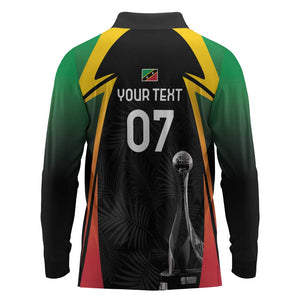 St Kitts and Nevis Cricket Custom Afro Long Sleeve Polo Shirt Go Patriots Go Champions - African Pride