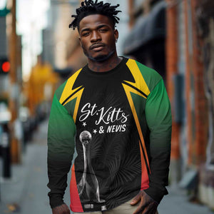 St Kitts and Nevis Cricket Custom Afro Long Sleeve Shirt Go Patriots Go Champions - African Pride