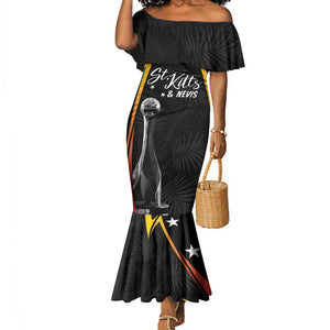 St Kitts and Nevis Cricket Custom Afro Mermaid Dress Go Patriots Go Champions - African Pride