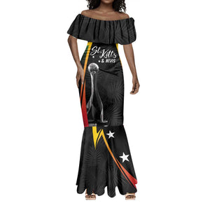 St Kitts and Nevis Cricket Custom Afro Mermaid Dress Go Patriots Go Champions - African Pride
