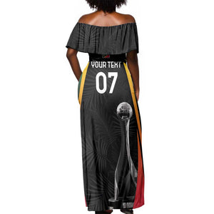 St Kitts and Nevis Cricket Custom Afro Off Shoulder Maxi Dress Go Patriots Go Champions - African Pride