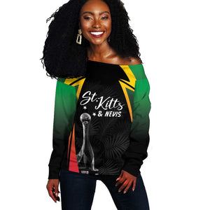St Kitts and Nevis Cricket Custom Afro Off Shoulder Sweater Go Patriots Go Champions - African Pride