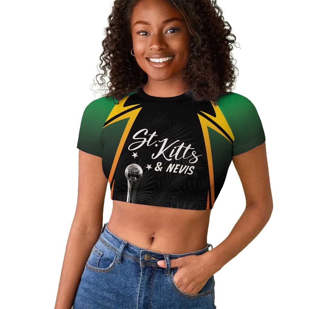 St Kitts and Nevis Cricket Custom Afro Raglan Cropped T shirt Go Patriots Go Champions - African Pride