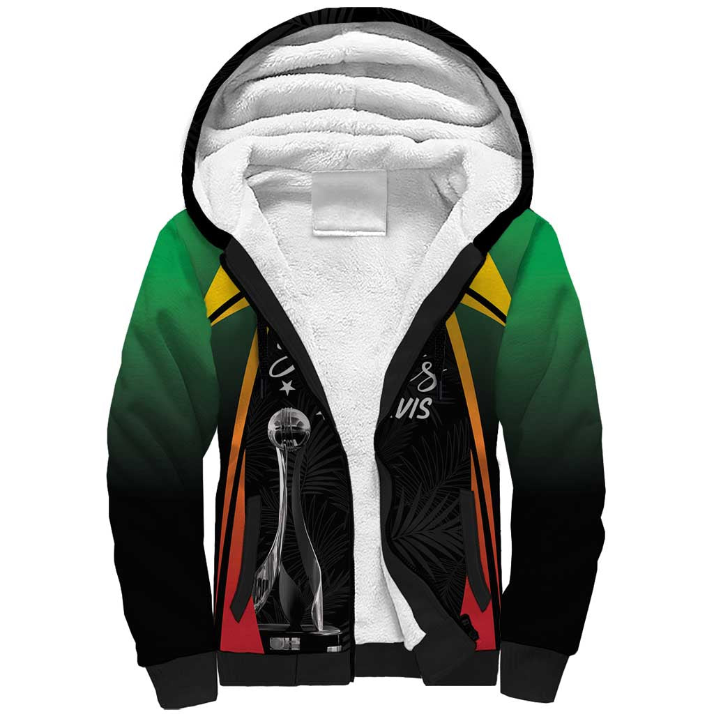 St Kitts and Nevis Cricket Custom Afro Sherpa Hoodie Go Patriots Go Champions - African Pride
