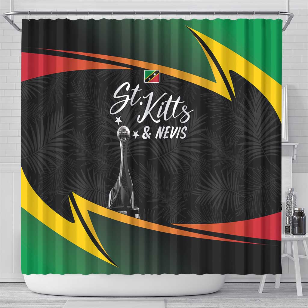 St Kitts and Nevis Cricket Afro Shower Curtain Go Patriots Go Champions - African Pride