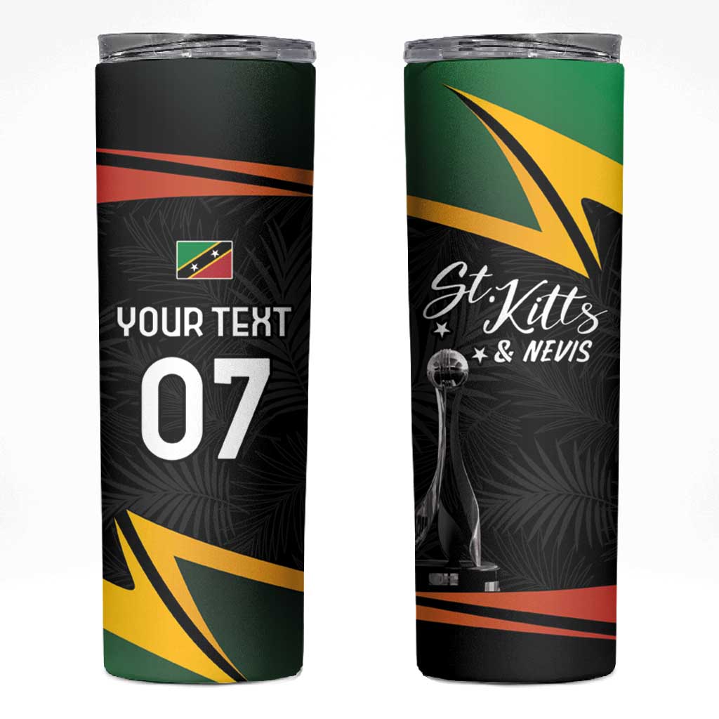 St Kitts and Nevis Cricket Custom Afro Skinny Tumbler Go Patriots Go Champions - African Pride