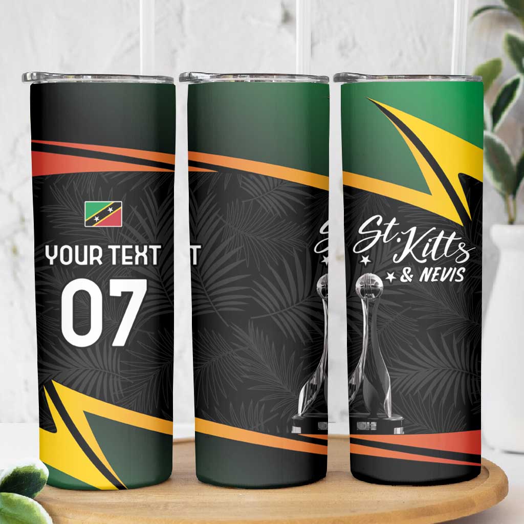 St Kitts and Nevis Cricket Custom Afro Skinny Tumbler Go Patriots Go Champions - African Pride