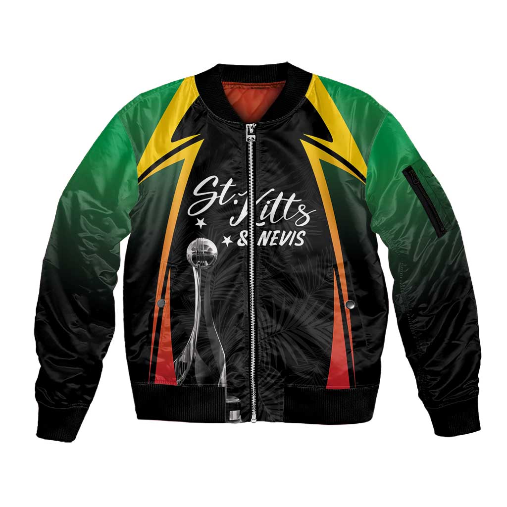 St Kitts and Nevis Cricket Custom Afro Sleeve Zip Bomber Jacket Go Patriots Go Champions - African Pride
