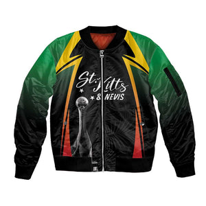 St Kitts and Nevis Cricket Custom Afro Sleeve Zip Bomber Jacket Go Patriots Go Champions - African Pride