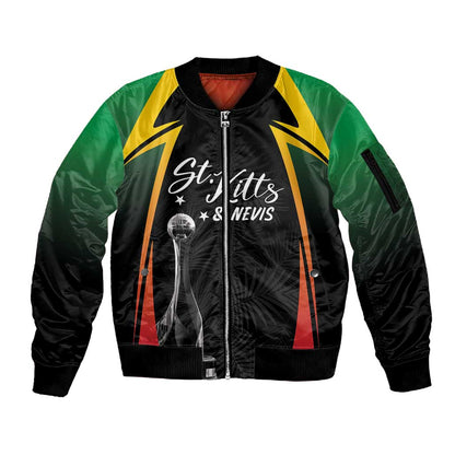 St Kitts and Nevis Cricket Custom Afro Sleeve Zip Bomber Jacket Go Patriots Go Champions - African Pride