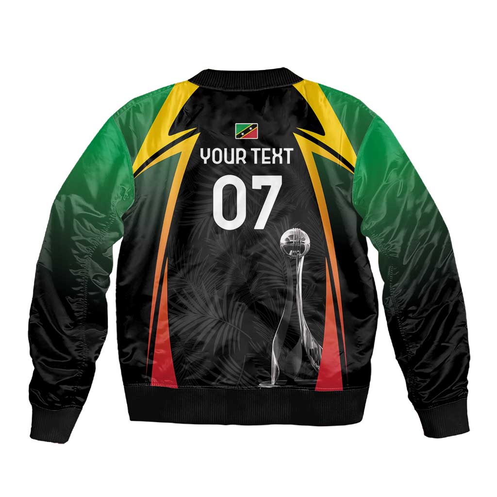 St Kitts and Nevis Cricket Custom Afro Sleeve Zip Bomber Jacket Go Patriots Go Champions - African Pride
