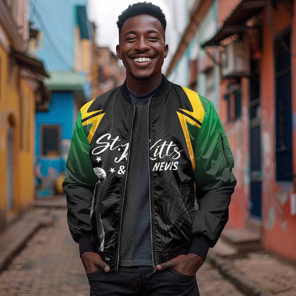St Kitts and Nevis Cricket Custom Afro Sleeve Zip Bomber Jacket Go Patriots Go Champions - African Pride