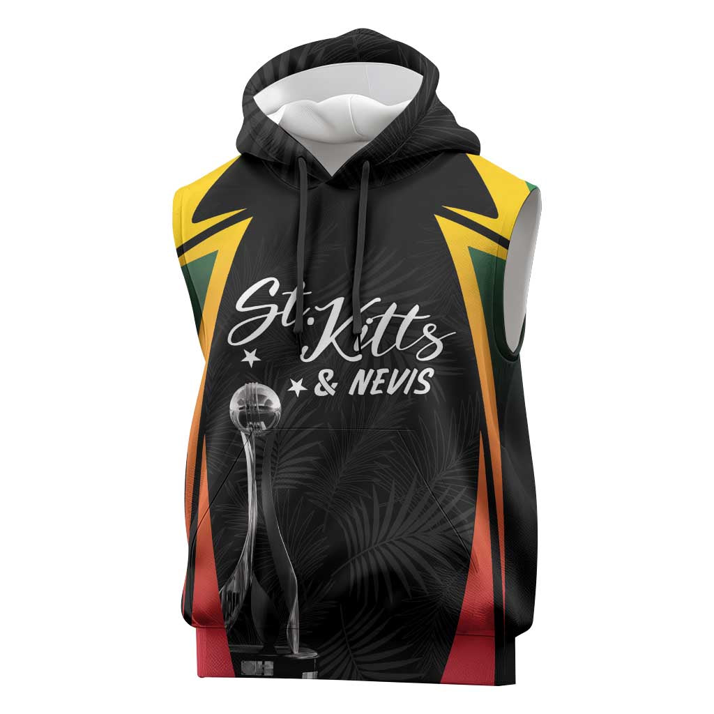St Kitts and Nevis Cricket Custom Afro Sleeveless Hoodie Go Patriots Go Champions - African Pride