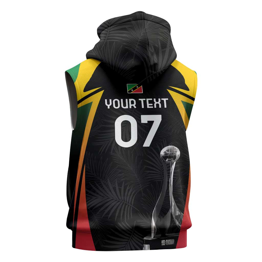 St Kitts and Nevis Cricket Custom Afro Sleeveless Hoodie Go Patriots Go Champions - African Pride