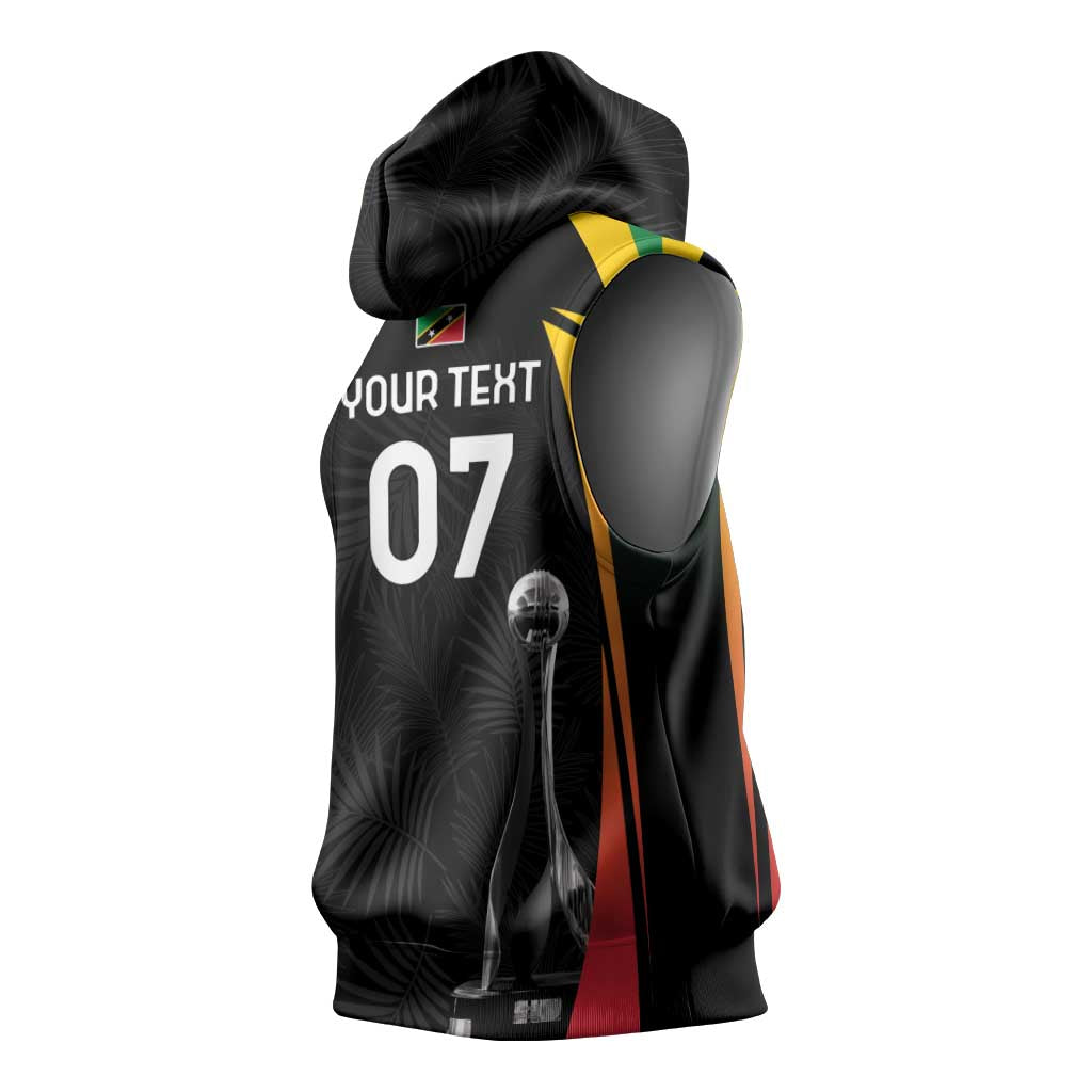 St Kitts and Nevis Cricket Custom Afro Sleeveless Hoodie Go Patriots Go Champions - African Pride