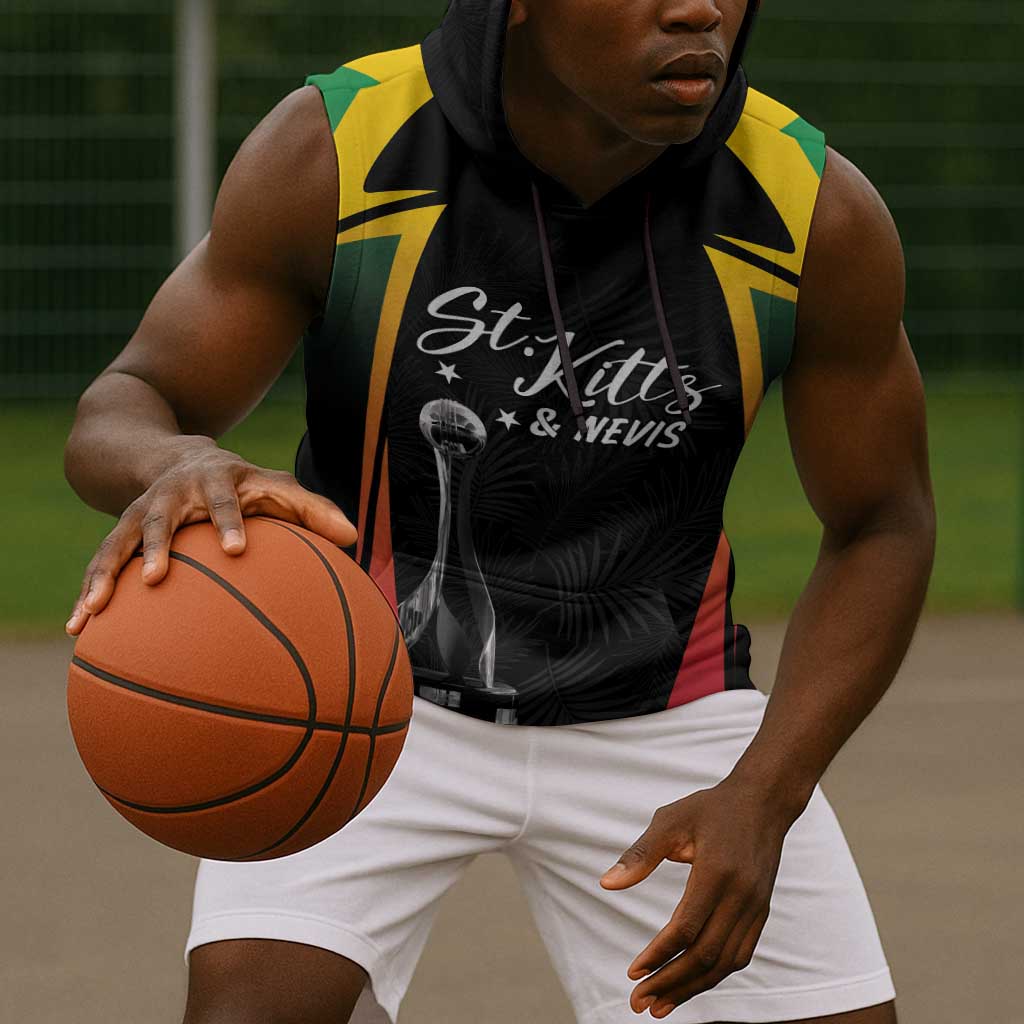 St Kitts and Nevis Cricket Custom Afro Sleeveless Hoodie Go Patriots Go Champions - African Pride