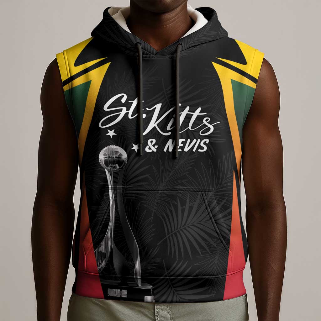St Kitts and Nevis Cricket Custom Afro Sleeveless Hoodie Go Patriots Go Champions - African Pride