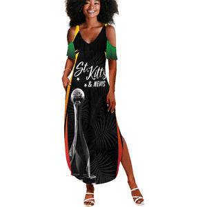 St Kitts and Nevis Cricket Custom Afro Summer Maxi Dress Go Patriots Go Champions - African Pride