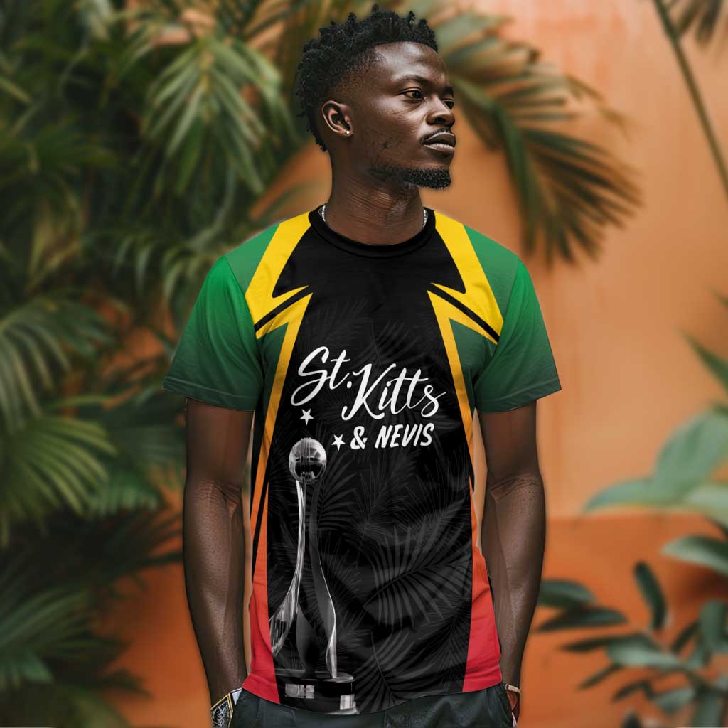 St Kitts and Nevis Cricket Custom Afro T shirt Go Patriots Go Champions - African Pride