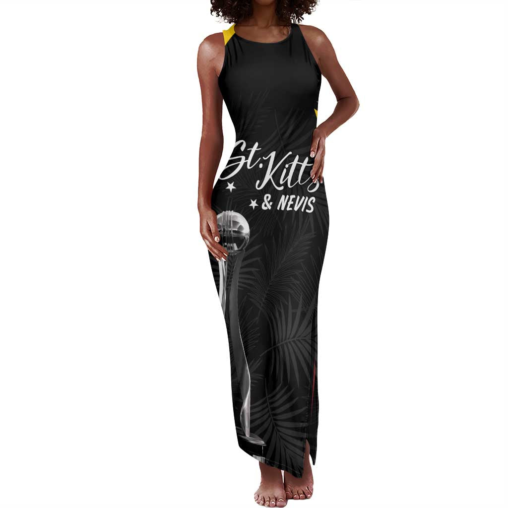 St Kitts and Nevis Cricket Custom Afro Tank Maxi Dress Go Patriots Go Champions - African Pride