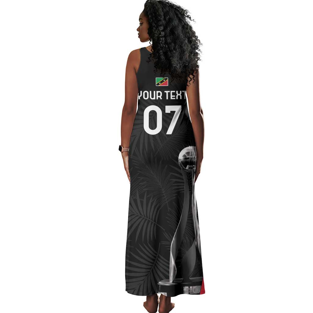 St Kitts and Nevis Cricket Custom Afro Tank Maxi Dress Go Patriots Go Champions - African Pride