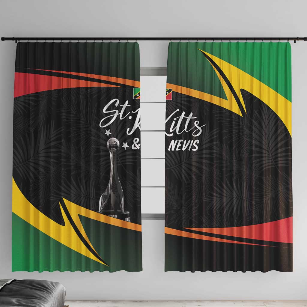 St Kitts and Nevis Cricket Afro Window Curtain Go Patriots Go Champions - African Pride