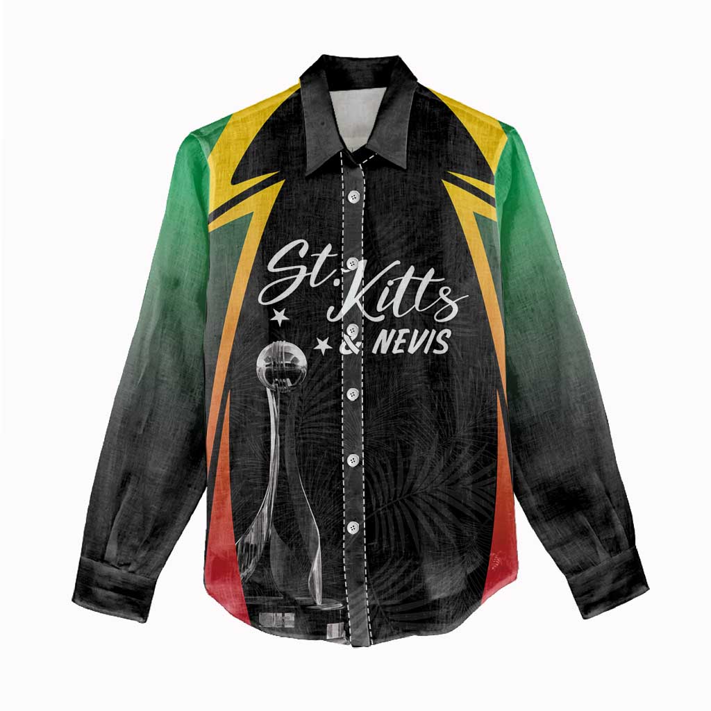 St Kitts and Nevis Cricket Custom Afro Women Casual Shirt Go Patriots Go Champions - African Pride