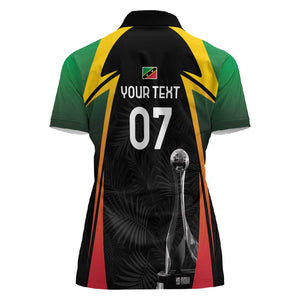 St Kitts and Nevis Cricket Custom Afro Women Polo Shirt Go Patriots Go Champions - African Pride