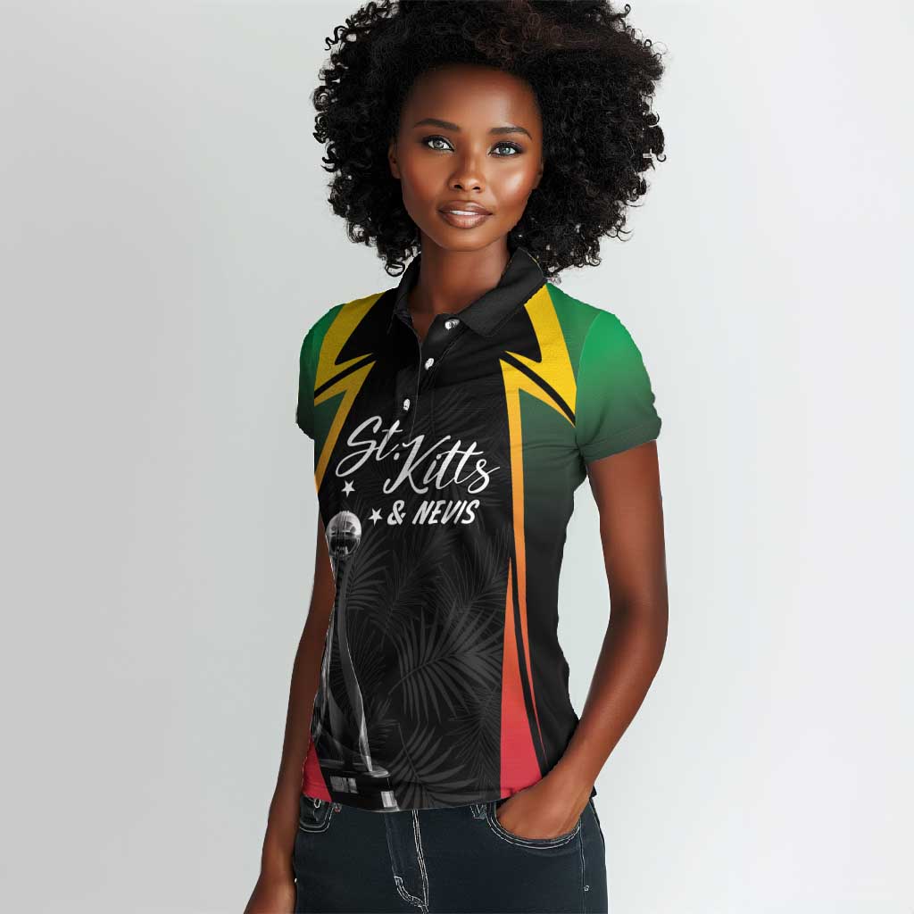 St Kitts and Nevis Cricket Custom Afro Women Polo Shirt Go Patriots Go Champions - African Pride