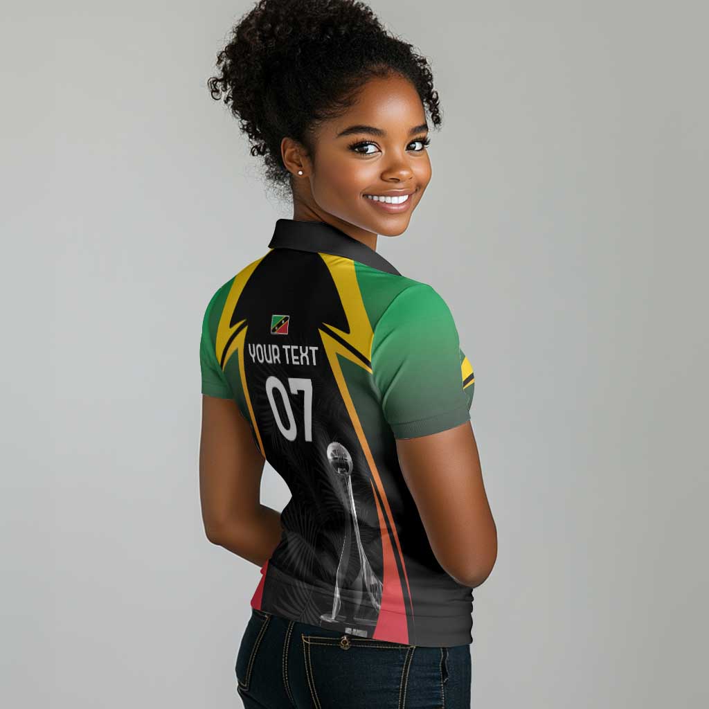 St Kitts and Nevis Cricket Custom Afro Women Polo Shirt Go Patriots Go Champions - African Pride