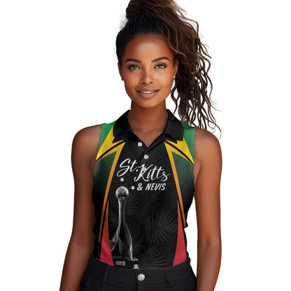 St Kitts and Nevis Cricket Custom Afro Women Sleeveless Polo Shirt Go Patriots Go Champions - African Pride