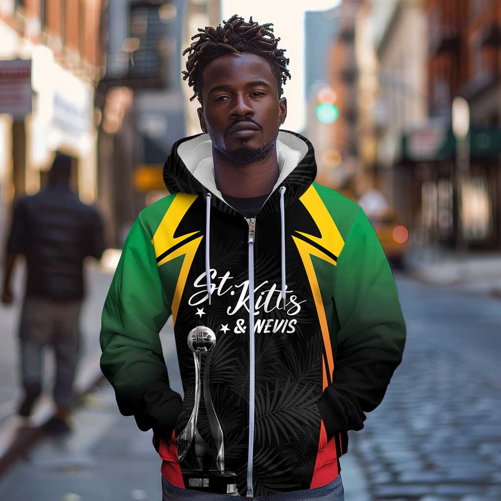 St Kitts and Nevis Cricket Custom Afro Zip Hoodie Go Patriots Go Champions - African Pride