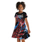 Afro-Antigua and Barbuda Cricket Custom Kid Short Sleeve Dress Falcons Wings - Take Off - African Pride
