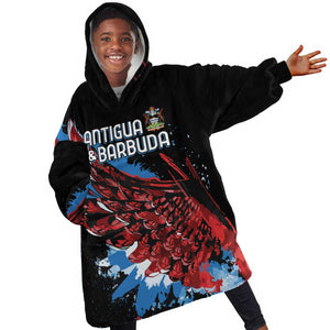 Afro-Antigua and Barbuda Cricket Custom Kid Wearable Blanket Hoodie Falcons Wings - Take Off - African Pride