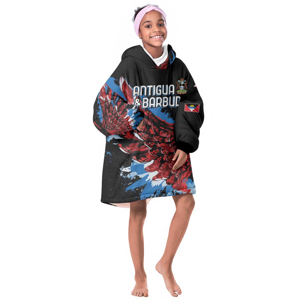 Afro-Antigua and Barbuda Cricket Custom Kid Wearable Blanket Hoodie Falcons Wings - Take Off - African Pride