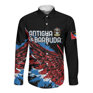 Afro-Antigua and Barbuda Cricket Custom Long Sleeve Button Shirt Falcons Wings - Take Off - African Pride