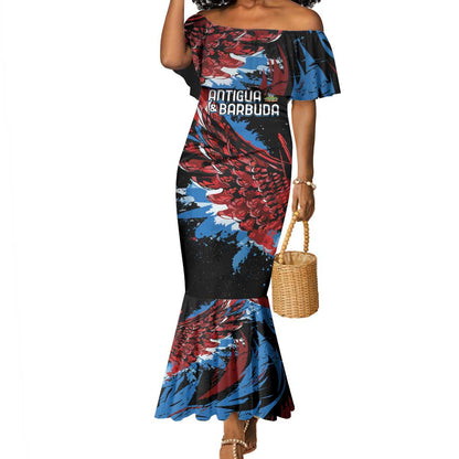 Afro-Antigua and Barbuda Cricket Custom Mermaid Dress Falcons Wings - Take Off - African Pride