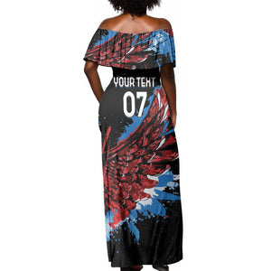 Afro-Antigua and Barbuda Cricket Custom Off Shoulder Maxi Dress Falcons Wings - Take Off - African Pride