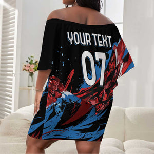 Afro-Antigua and Barbuda Cricket Custom Off Shoulder Short Dress Falcons Wings - Take Off - African Pride