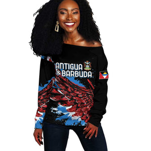 Afro-Antigua and Barbuda Cricket Custom Off Shoulder Sweater Falcons Wings - Take Off - African Pride