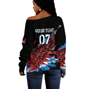Afro-Antigua and Barbuda Cricket Custom Off Shoulder Sweater Falcons Wings - Take Off - African Pride
