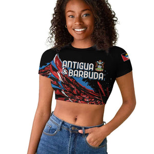 Afro-Antigua and Barbuda Cricket Custom Raglan Cropped T shirt Falcons Wings - Take Off - African Pride