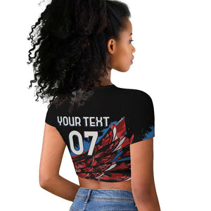 Afro-Antigua and Barbuda Cricket Custom Raglan Cropped T shirt Falcons Wings - Take Off - African Pride