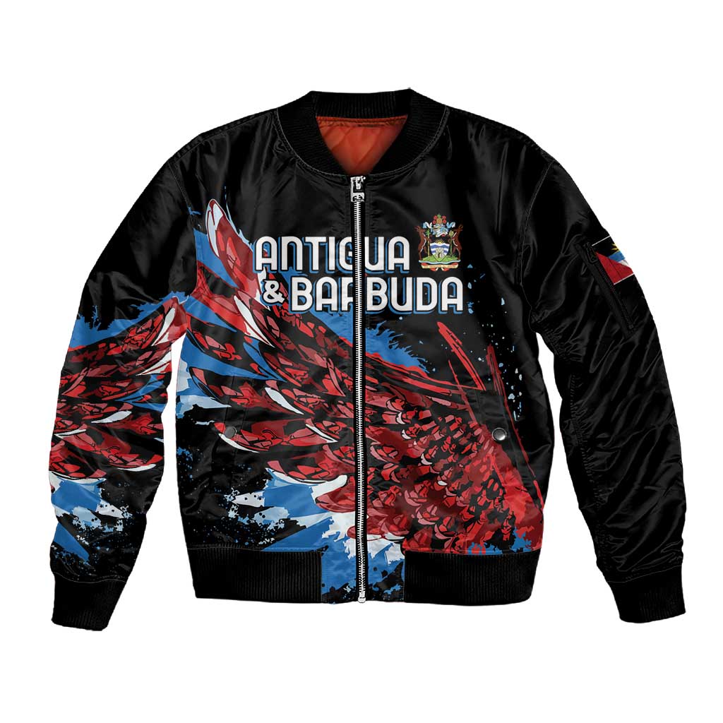 Afro-Antigua and Barbuda Cricket Custom Sleeve Zip Bomber Jacket Falcons Wings - Take Off - African Pride